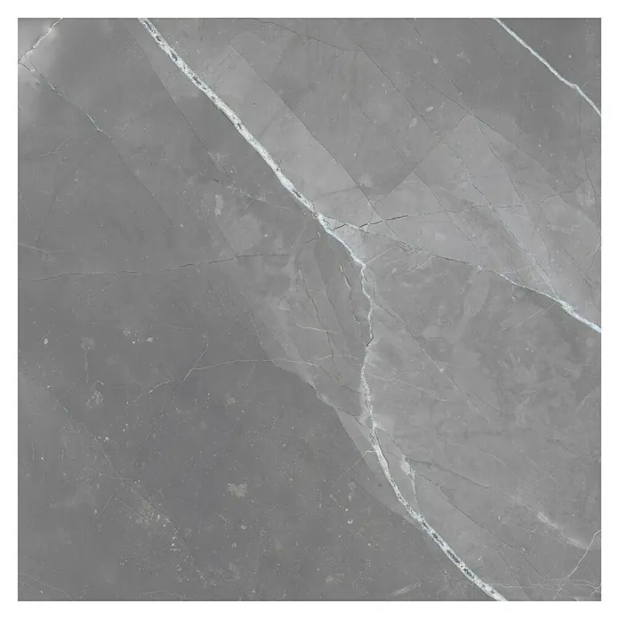 Feinsteinzeugfliese Amani Marble Light - 80 x 80 cm, Grau, Glänzend - Graue Marmorfliese mit weißen Adern, ideal für elegante Boden- und Wandgestaltungen. Robuste und stilvolle Oberfläche.