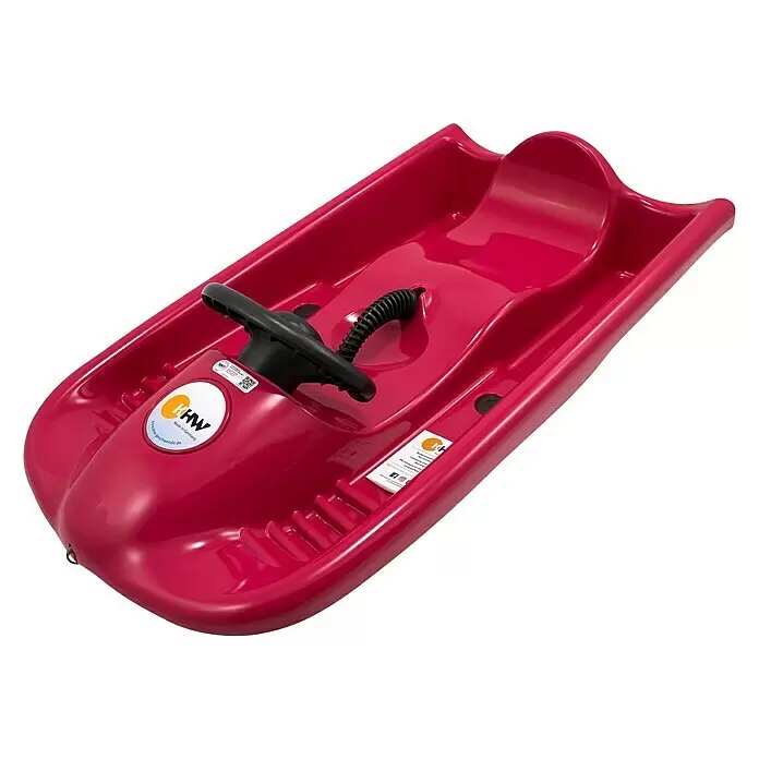 KHW Schlitten Snow Flyer - L x B: 100 x 52 cm, Belastbarkeit: 85 kg, Kunststoff, Pink - Diagonale Ansicht