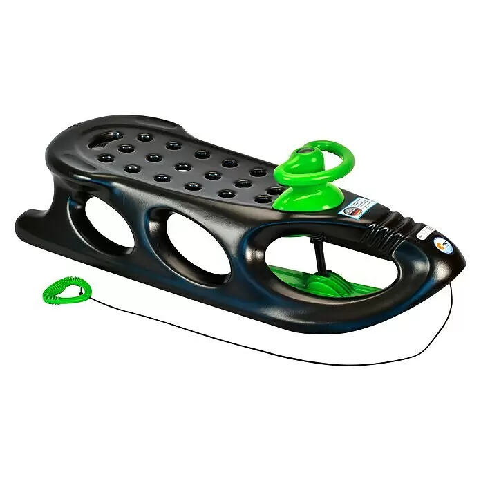 KHW Schlitten Snow Shuttle Deluxe - L x B: 110 x 47 cm, Belastbarkeit: 90 kg, Kunststoff - Diagonale Ansicht