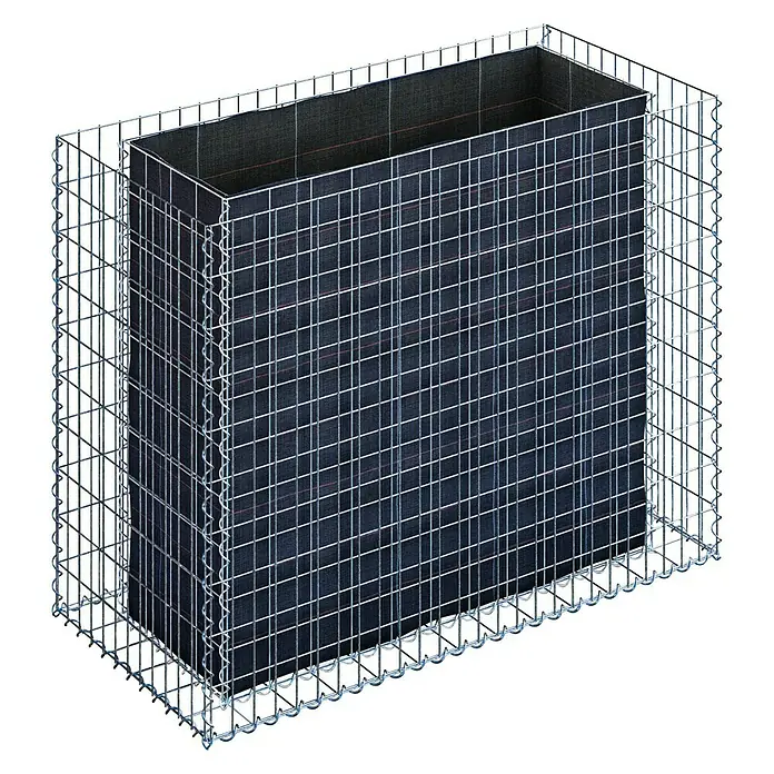 Gabiona Hochbeet MW 5x10 - 130 x 60 x 100 cm - Ein Gabionen-Pflanzkasten mit Innenleben, ideal für dekorative Begrünung im Garten oder auf der Terrasse. Das Drahtgitter sorgt für Stabilität.