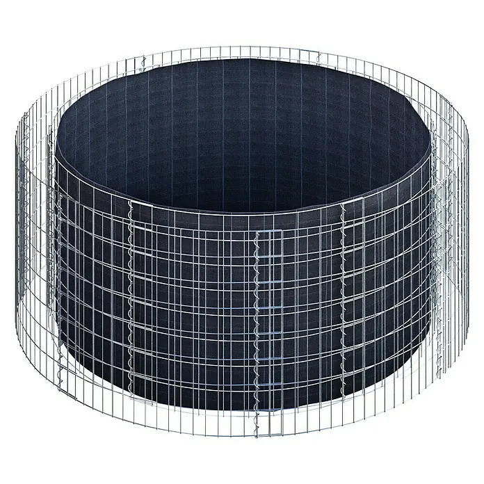 Gabiona Hochbeet - 202 x 80 cm - Gabione zylindrisch mit schwarzem Einsatz, ideal für Garten- und Landschaftsbau. Robust und dekorativ für individuelle Gestaltung im Außenbereich.