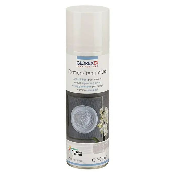 Glorex Formtrennmittel Formen-Trennmittel Spray - 300 ml - Produktbild einer Dose Formen-Trennmittel von Glorex Inspirations, ein Antihaftmittel für Gießformen mit 200 ml Inhalt, hergestellt in Europa.