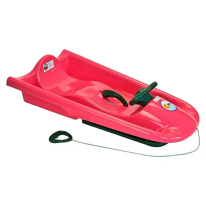 KHW Schlitten Snow Flyer - L x B: 100 x 52 cm, Belastbarkeit: 85 kg, Kunststoff, Pink - Diagonale Ansicht