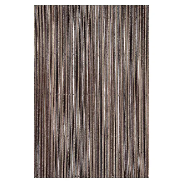 Nortene Ocultación de mimbre Fency Wick - L x Al: 3 x 2 m, Plástico, Marrón castaño - Primer plano de una esterilla de bambú marrón. El patrón consta de varillas verticales unidas por hilos horizontales, creando una superficie texturizada.