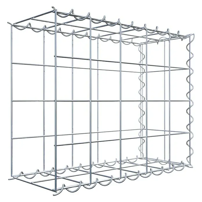 Gabiona Gabione Typ 2 - Zum Anbau in der Länge, 50 x 20 x 40 cm, Stahl, Maschenbreite: 100 mm, Maschenhöhe: 100 mm, Spirale - Ein Gabionenkorb aus Drahtgeflecht mit rechteckiger Form, ideal für den Einsatz im Garten- und Landschaftsbau.