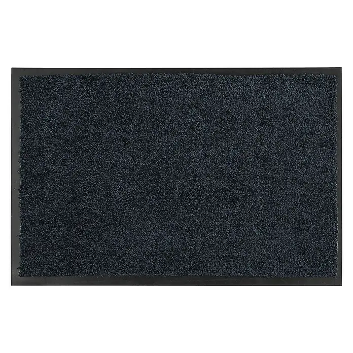 Astra Schmutzfangmatte Diamant - Schwarz, 90 x 150 cm, Material Nutzschicht: 100 % Polyamid - Eine dunkelblaue, rechteckige Fußmatte mit schwarzem Rand, ideal für den Innenbereich, um Schmutz und Feuchtigkeit aufzufangen.