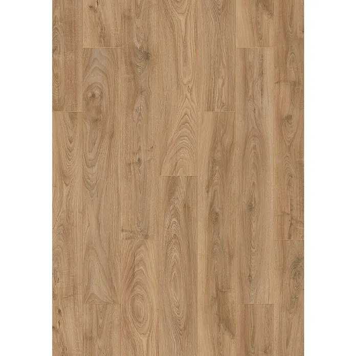 LOGOCLIC Edition Laminat Vinto Sundance Oak - Sundance Oak, Landhausdiele, 1.288 x 195 x 8 mm - Nahaufnahme eines eleganten, hellbraunen Laminatbodens mit einer schönen Holzmaserung. Ideal für moderne Wohnräume mit Wärme und Stil.