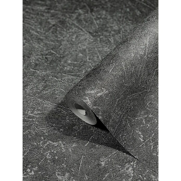 Marburg Vintage Deluxe Vliestapete (Anthrazit-Silber, Uni, 10,05 x 0,53 m) | BAUHAUS