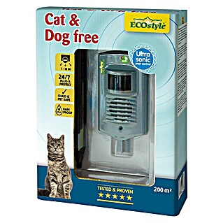 ECOstyle Ultrasone dierenverdrijver Cat & Dog free (Inhoud voldoende voor ca.: 200 m², Op netstroom)