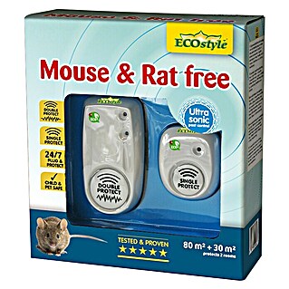 ECOstyle Ultrasone knaagdierenverdrijver Mouse & Rat free (Werkingsbereik: 80 m², Op netstroom)