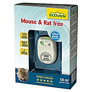 ECOstyle Ultrasone knaagdierenverdrijver Mouse & Rat free (Op netstroom, Inhoud voldoende voor ca.: 50 m²)