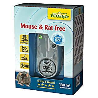ECOstyle Ultrasone knaagdierenverdrijver Mouse & Rat free (Inhoud voldoende voor ca.: 130 m², Op netstroom)
