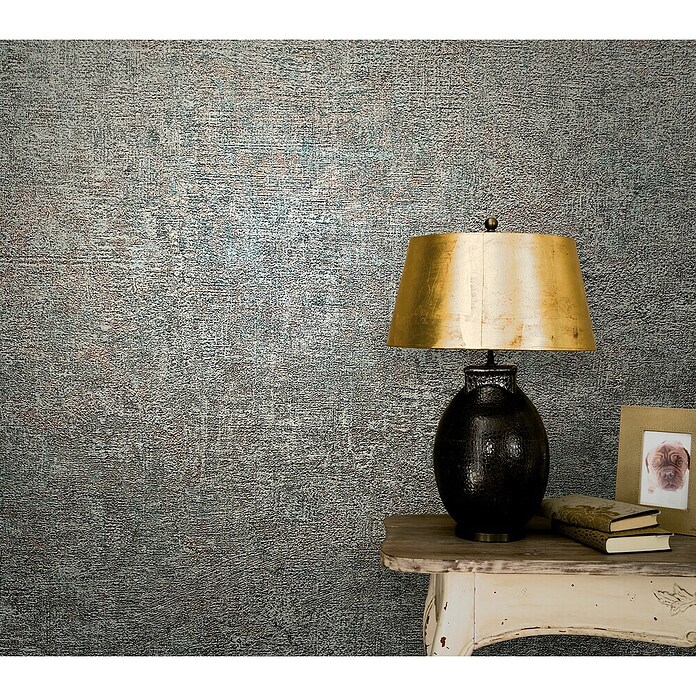 Marburg Vintage Deluxe Vliestapete (Grau-Blau, Uni, 10,05 x 0,53 m) | BAUHAUS