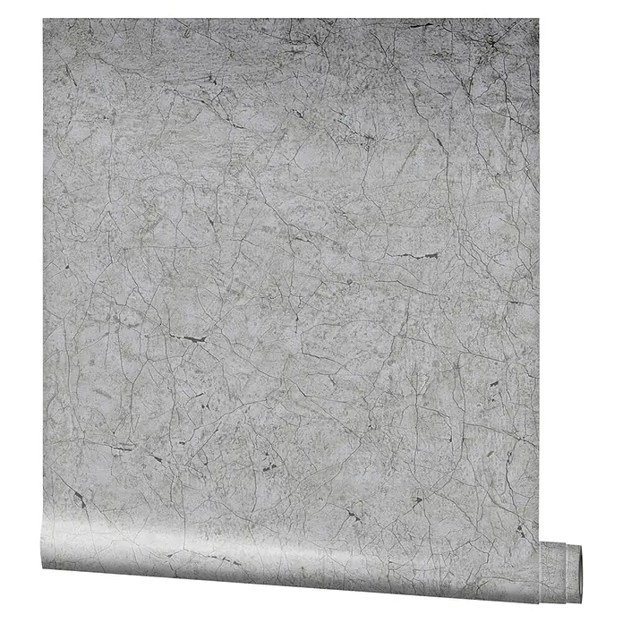 Marburg Vintage Deluxe Vliestapete Craquelée-Risse - Grau, Grafisch, 10,05 x 0,53 m - Graue Tapete mit einem abstrakten, rissartigen Muster, die eine subtile, moderne Ästhetik für jeden Raum bietet.