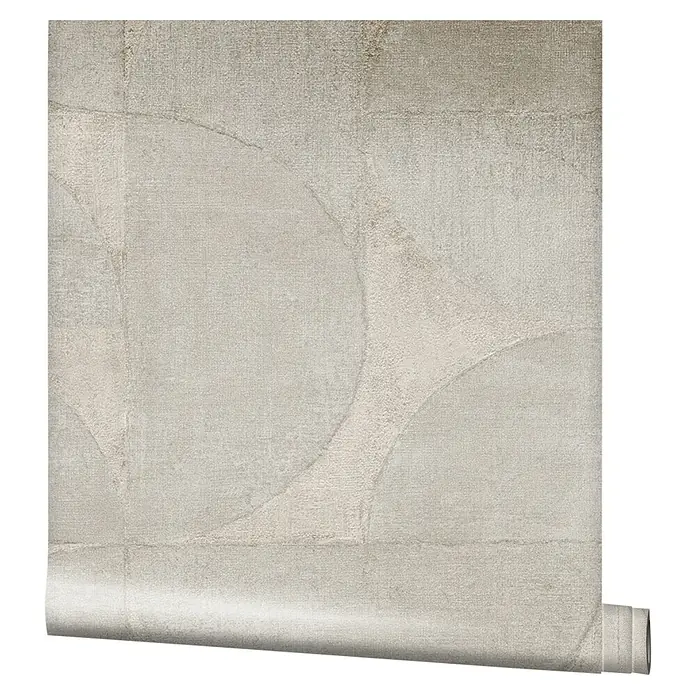Marburg Vintage Deluxe Vliestapete - Beige-Pearl, Grafisch, 10,05 x 0,53 m - Nahaufnahme einer Rolle geometrischer, beiger Tapete mit subtilem, strukturiertem Muster, ideal zur Wandgestaltung mit modernem Touch.