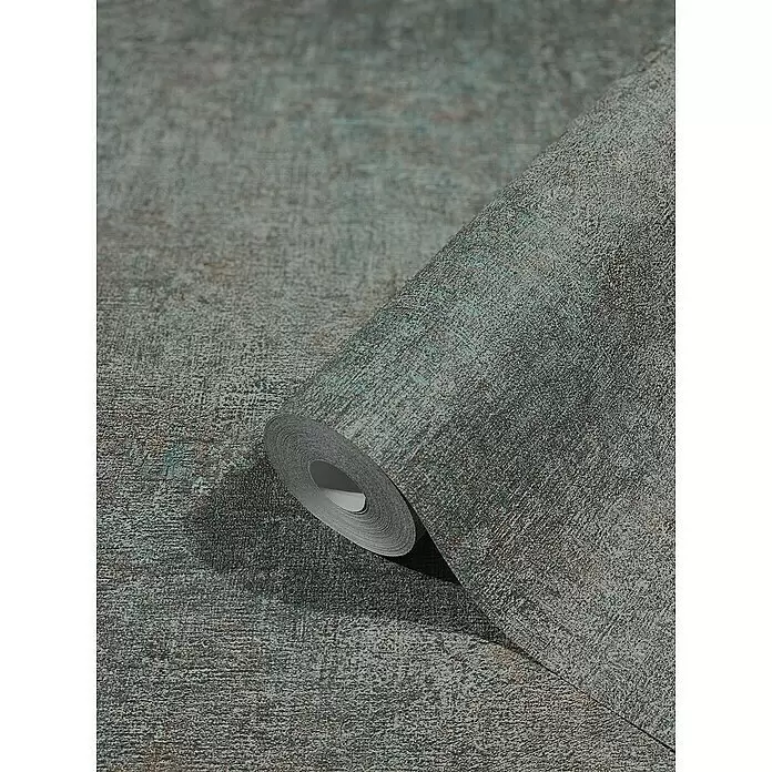 Marburg Vintage Deluxe Vliestapete - Grau-Blau, Uni, 10,05 x 0,53 m - Strukturierte Tapetenrolle mit abgenutztem Grau-, Blau- und Braunmuster.