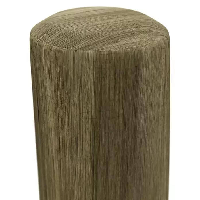 T & J Pfosten Rollo - 10 x 10 x 150 cm, Passend für: Rollo-Serie, Natur - Zylindrischer Holzpfosten oder Stamm mit deutlicher Holzmaserung. Hellbraun mit strukturierter Oberfläche.