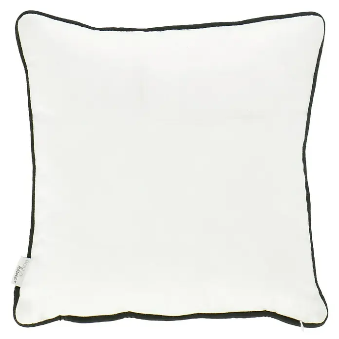 Kissen Homey - Weiß, 40 x 40 cm, 100 % Polyester - Weißes dekoratives Kissen mit schwarzem Rand, ideal für die Dekoration Ihres Wohnraums und zur Steigerung des Komforts.