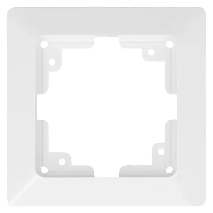 Voltomat VEGA Abdeckrahmen - Ultraweiß, 1-fach, Kunststoff - Weiße Montageplatte mit quadratischer Öffnung und Befestigungslöchern zur sicheren Installation.
