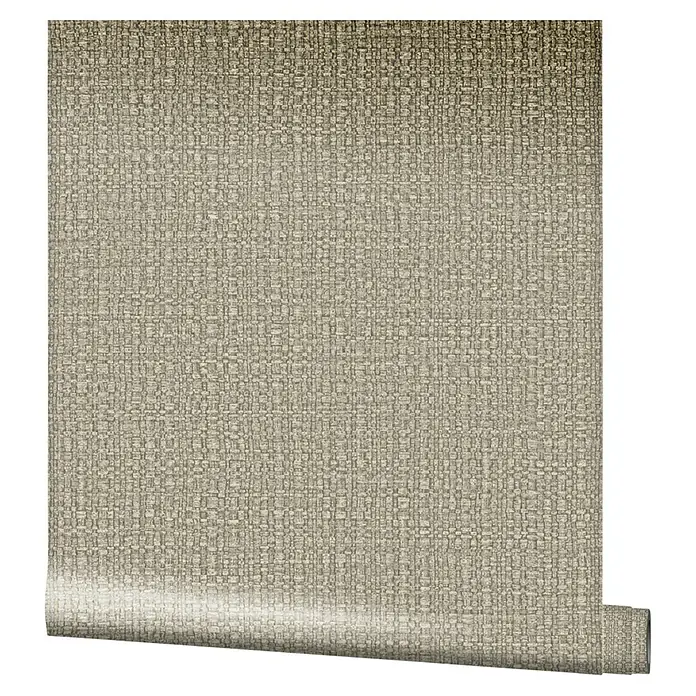Marburg Vintage Deluxe Vliestapete Retro - Beige, Uni, 10,05 x 0,53 m - Nahaufnahme einer Rolle Textiltapete mit feiner Webstruktur in natürlichen Farben, ideal für stilvolle Wandgestaltungen.