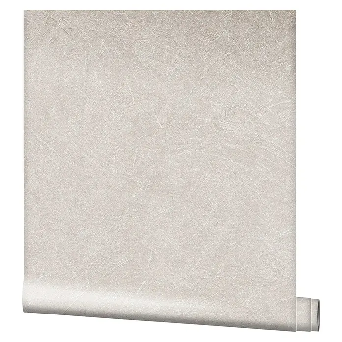 Marburg Vintage Deluxe Vliestapete - Beige-Pearl, Uni, 10,05 x 0,53 m - Helle Tapetenrolle mit subtilem Marmormuster. Ideal für eine moderne und stilvolle Raumgestaltung. Die Tapete ist aufgerollt und zeigt ihr Design.