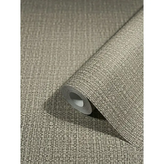 Marburg Vintage Deluxe Vliestapete Retro - Beige, Uni, 10,05 x 0,53 m - Nahaufnahme einer Rolle hochwertiger, texturierter Vinyltapete in neutralen Farbtönen, perfekt für stilvolle Wanddekoration.