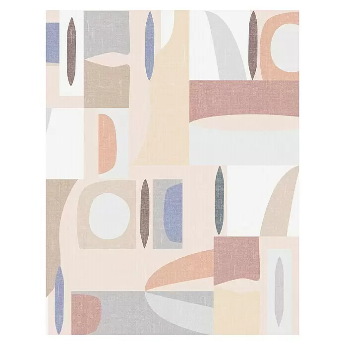 Marburg Smart Art Gallery Fototapete - B x H: 2,65 x 3,4 m, Vlies, Version I - Beige-Braun - Abstraktes geometrisches Muster mit organischen Formen in gedeckten Erdfarben und einer Stofftextur.