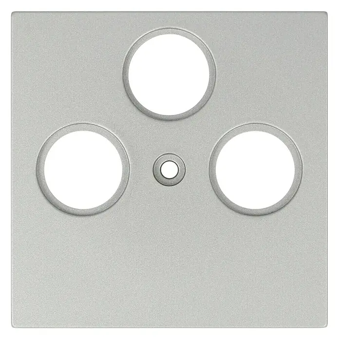 Antennenabdeckung - Silber, 3-fach, Kunststoff, IP20 - Silberne Abdeckung mit drei runden Löchern und einem kleinen Loch in der Mitte.