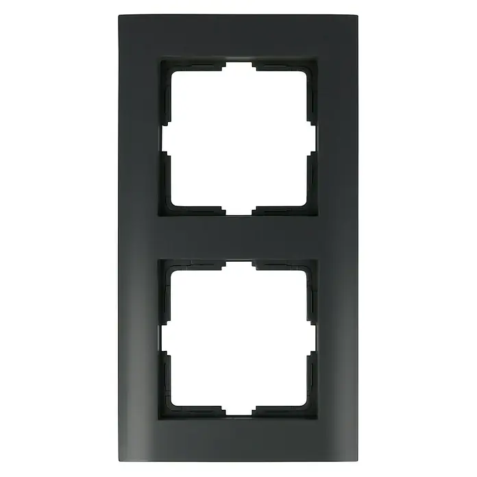 Abdeckrahmen - Anthrazit, 2-fach, Kunststoff - Schwarze Doppel-Abdeckplatte für Schalter und Steckdosen, ideal für moderne Innenräume. Robuste Ausführung und einfache Montage zeichnen dieses Produkt aus.