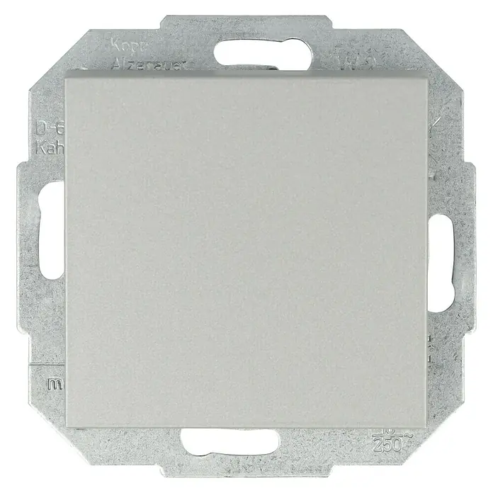Taster - Silber, Kunststoff, 10 A - Nahaufnahme eines Kopp Alzenau Lichtschalters, der ein modernes Design und Funktionalität für Innenräume bietet.