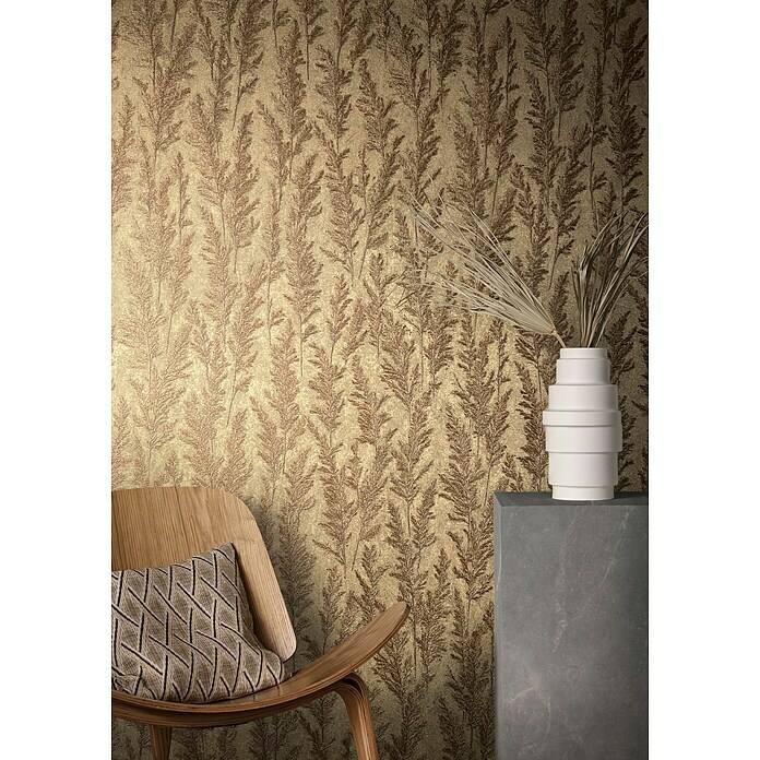 Marburg Natural Opulence Vliestapete (Gold, Floral, 10,05 x 0,7 m) | BAUHAUS