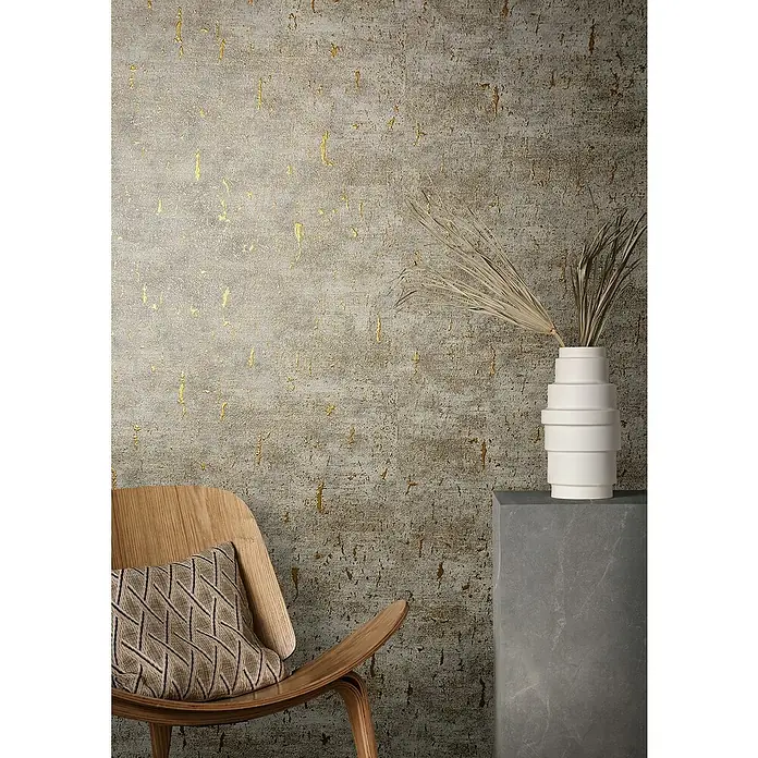 Marburg Natural Opulence Vliestapete - Braun-Grau, Betonoptik, 10,05 x 0,7 m - Elegante Wandtapete in Grau- und Goldtönen. Das raffinierte Design verleiht jedem Raum eine luxuriöse und stilvolle Note.