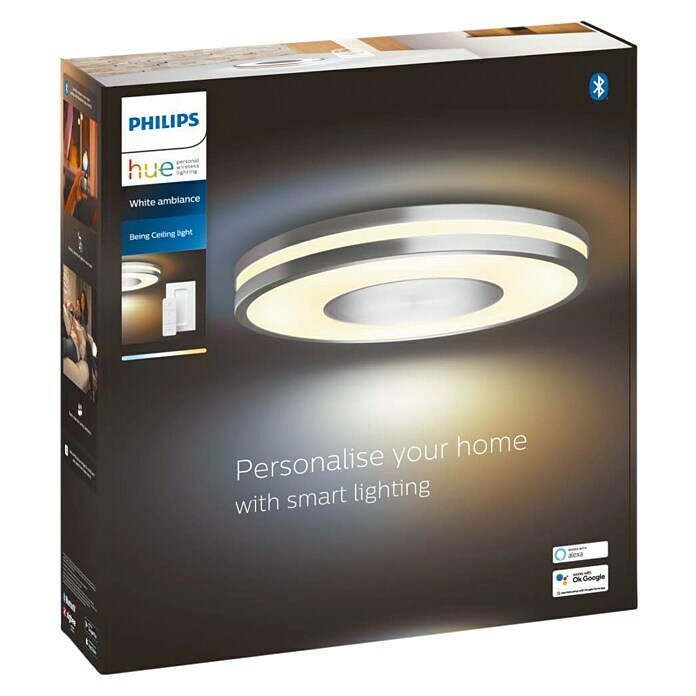 Philips Hue LED okrogla stropna svetilka Being  (32 W, Ø x V: 348 mm x 5,1 cm, Srebrna, Hladno bela) | 3016 - Deckenleuchte | CACB - Deckenleuchten | CAC - Indoorleuchten | CA - Beleuchtung | C - Elektro | BAUHAUS