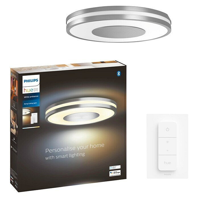 Philips Hue LED okrogla stropna svetilka Being  (32 W, Ø x V: 348 mm x 5,1 cm, Srebrna, Hladno bela) | 3016 - Deckenleuchte | CACB - Deckenleuchten | CAC - Indoorleuchten | CA - Beleuchtung | C - Elektro | BAUHAUS