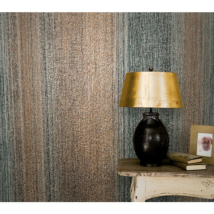 Marburg Vintage Deluxe Vliestapete (Kupfer-Anthrazit, Streifen, 10,05 x 0,53 m) | BAUHAUS