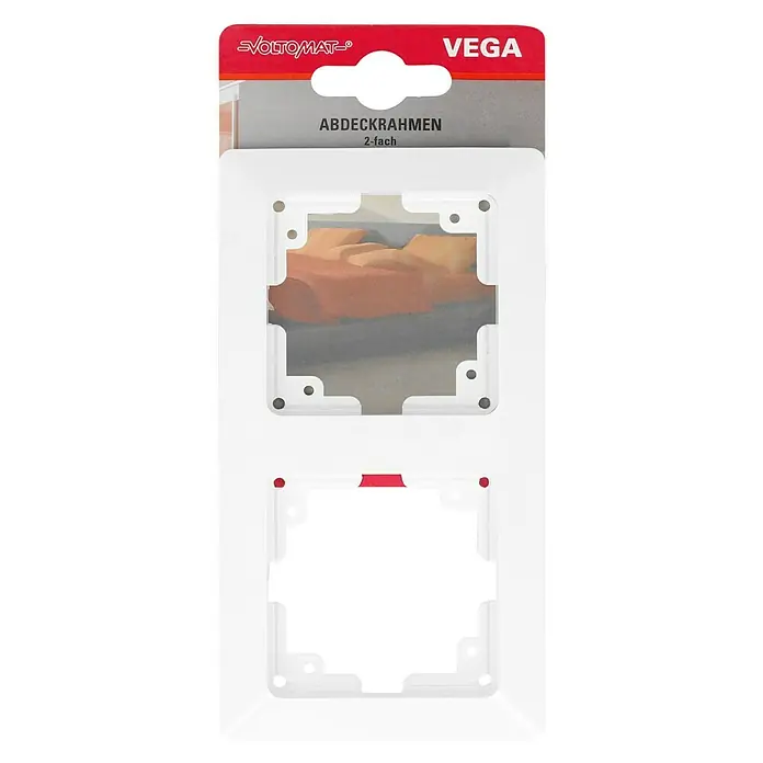 Voltomat VEGA Abdeckrahmen - Ultraweiß, 2-fach, Kunststoff - Abdeckrahmen VEGA 2-fach von VOLTOMAT. Der Rahmen besteht aus robustem Kunststoff und ist ideal für den Einsatz im Innenbereich.