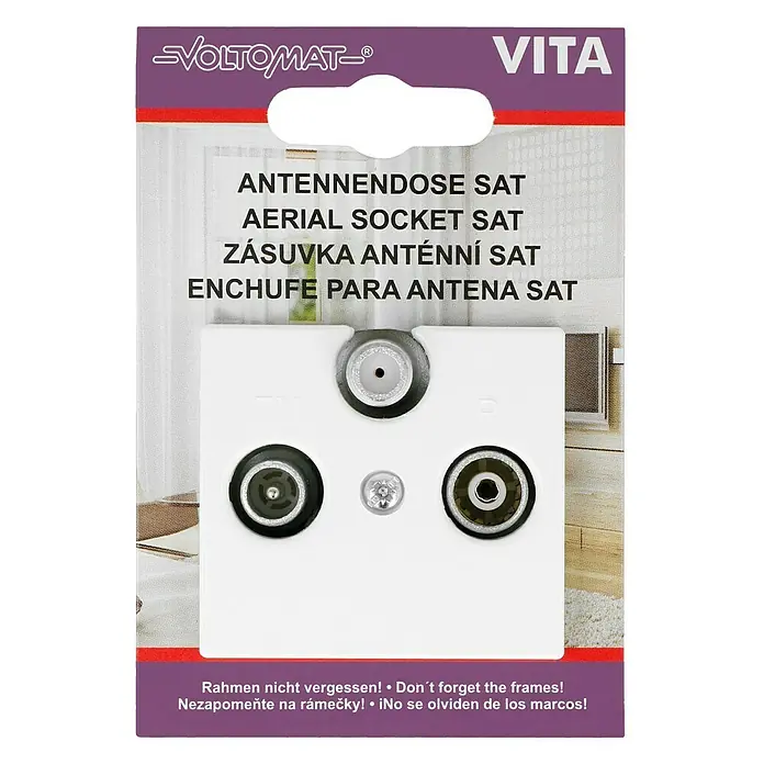 Voltomat VITA Antennendose - 3-fach, Alpinweiß - Nahaufnahme einer VOLTOMAT-Antennendose SAT VITA, die eine hochwertige Konnektivität für Ihr Entertainment-System bietet.