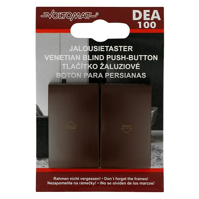 Voltomat DEA 100 Jalousietaster - Braun, Unterputzmontage, 10 A - Nahaufnahme eines DEA 100 Jalousietasters von VOLTOMAT, ideal für die Steuerung von Jalousien.