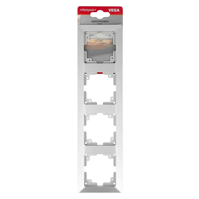 Voltomat VEGA Abdeckrahmen - Silber, 4-fach, Kunststoff - VOLTOMAT Vega Abdeckrahmen 4-fach, ideal für Ihre Schalter und Steckdosen. Praktisch und einfach zu montieren für ein sauberes Erscheinungsbild.
