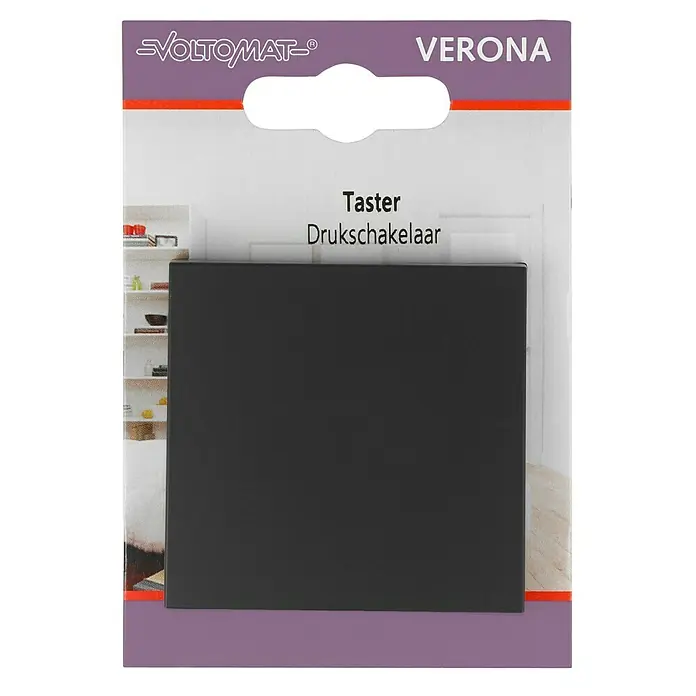 Taster - Anthrazit, Kunststoff, 10 A - VOLTOMAT Verona Taster Druckschakelaar in Verpackung, ideal für Ihr Zuhause. Einfache Installation, hohe Qualität.