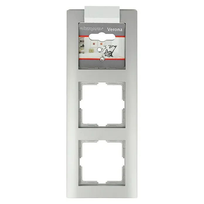 Abdeckrahmen - Silber, 3-fach, Kunststoff - VOLTOMAT Verona Rahmen, dreifach, in Silber. Geeignet für Schalter und Steckdosen, modernes Design für stilvolle Innenräume.