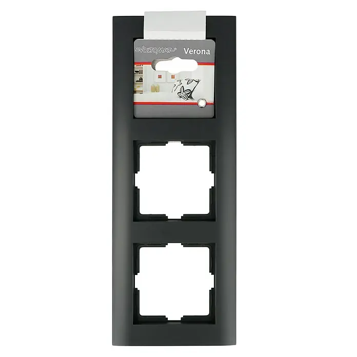 Abdeckrahmen - Anthrazit, 3-fach, Kunststoff - Eine VOLTOMAT Verona Dreifach-Abdeckplatte in Anthrazit, ideal zur stilvollen Gestaltung von Schaltern und Steckdosen in Ihrem Zuhause.
