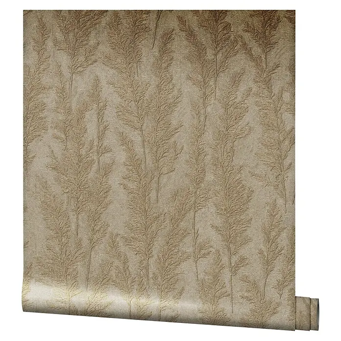 Marburg Natural Opulence Vliestapete Weiche Gräser - Beige, Floral, 10,05 x 0,7 m - Eine Rolle beigefarbene Tapete mit dezentem Farnmuster, ideal für eine ruhige und stilvolle Wandgestaltung.