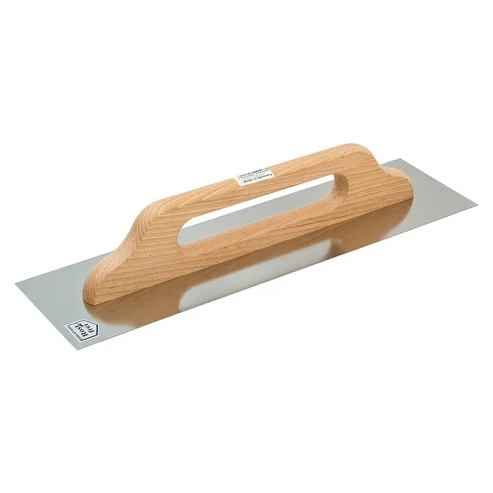 Jung Product Schweizer Aufzieher - 480 x 130 mm, Qualitätsstahl rostfrei - Glättkelle mit Holzgriff, ideal für Putz- und Spachtelarbeiten. Das Werkzeug für glatte Oberflächen!
