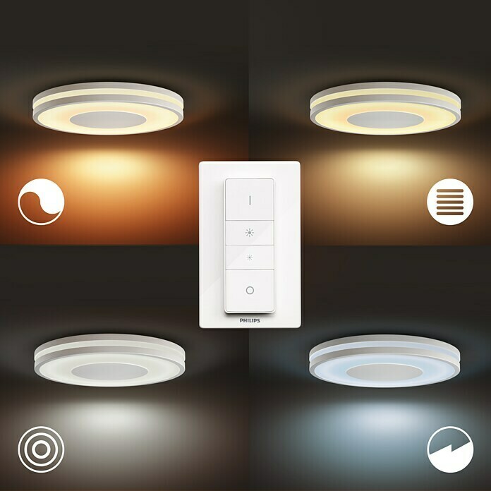 Philips Hue LED okrogla stropna svetilka Being  (27 W, Ø x V: 348 mm x 5,1 cm, Bela, Hladno bela) | 3016 - Deckenleuchte | CACB - Deckenleuchten | CAC - Indoorleuchten | CA - Beleuchtung | C - Elektro | BAUHAUS