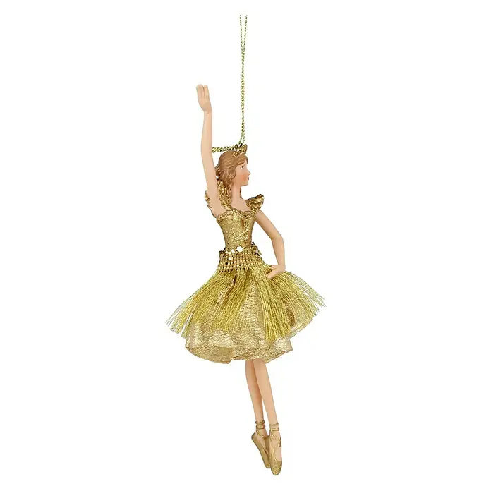 Kurt S. Adler Christbaumschmuck Ballerina - Gold, Kunststoff - Festliche goldene Ballerina-Ornament, anmutig in klassischer Pose. Sie hängt an einer goldenen Schnur und ist eine glänzende Ergänzung für jeden Baum.