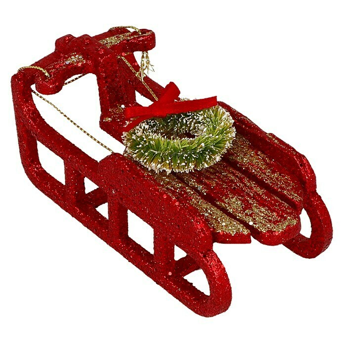 Kurt S. Adler Christbaumschmuck Schlitten mit Kranz (Rot, Kunststoff, L x B x H: 5 x 5 x 10,8 cm) | BAUHAUS