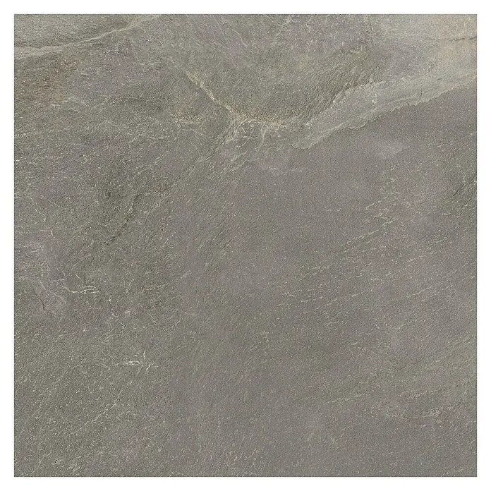 Halcón Pavimento porcelánico Tempo - 60,5 x 60,5 cm, Dark, Mate, Clase 3 Antideslizante - Primer plano de una baldosa gris texturizada. La superficie es rugosa e irregular con un aspecto natural similar a la piedra.