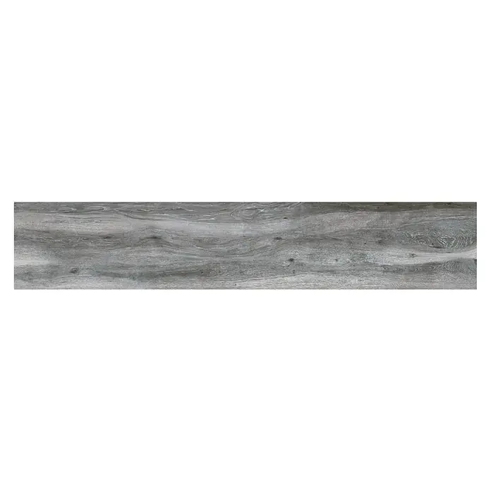 Pavimento porcelánico Atelier - 150 x 25 cm, Gris, Mate, Rectificado - Textura de madera gris con sutiles patrones de grano, ideal para diseños modernos y acentos.
