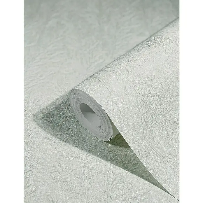 Marburg Natural Opulence Vliestapete Weiche Gräser - Weiß, Floral, 10,05 x 0,7 m - Eine Rolle weißer Vinyltapete mit einem zarten Blattmuster, ideal für die Dekoration und verleiht jedem Raum eine elegante Note.